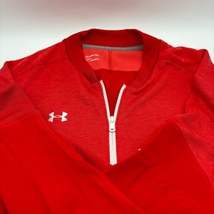 Under Armour Cold Gear Womens Quarter Zip Sweater 2XL Red Long Sleeve Pullover